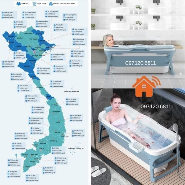 Mua bồn tắm gấp gọn ở đâu tốt nhất tại 34 tỉnh thành Việt Nam