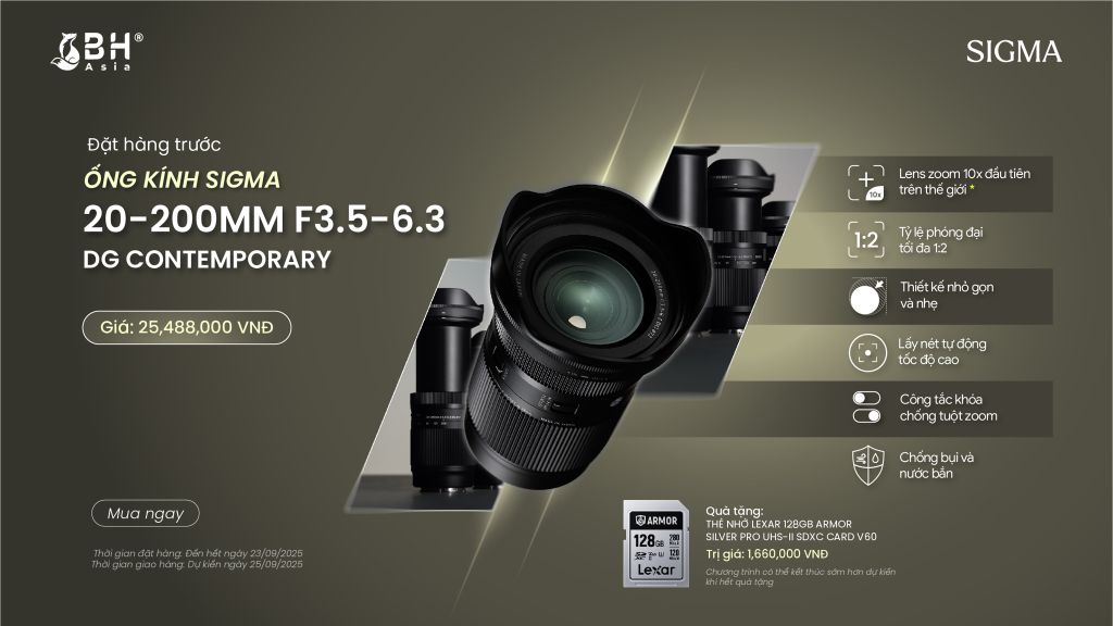 Đặt hàng trước - Sigma 20-200mm F3.5-6.3 DG Contemporary