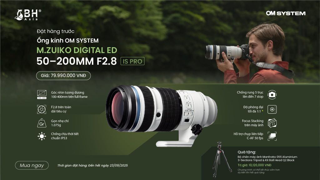 Đặt hàng trước - Ống kính OM System M.Zuiko Digital ED 50-200mm F2.8 IS PRO