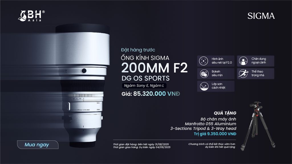 Đặt hàng trước - Ống kính Sigma 200mm F2 DG OS