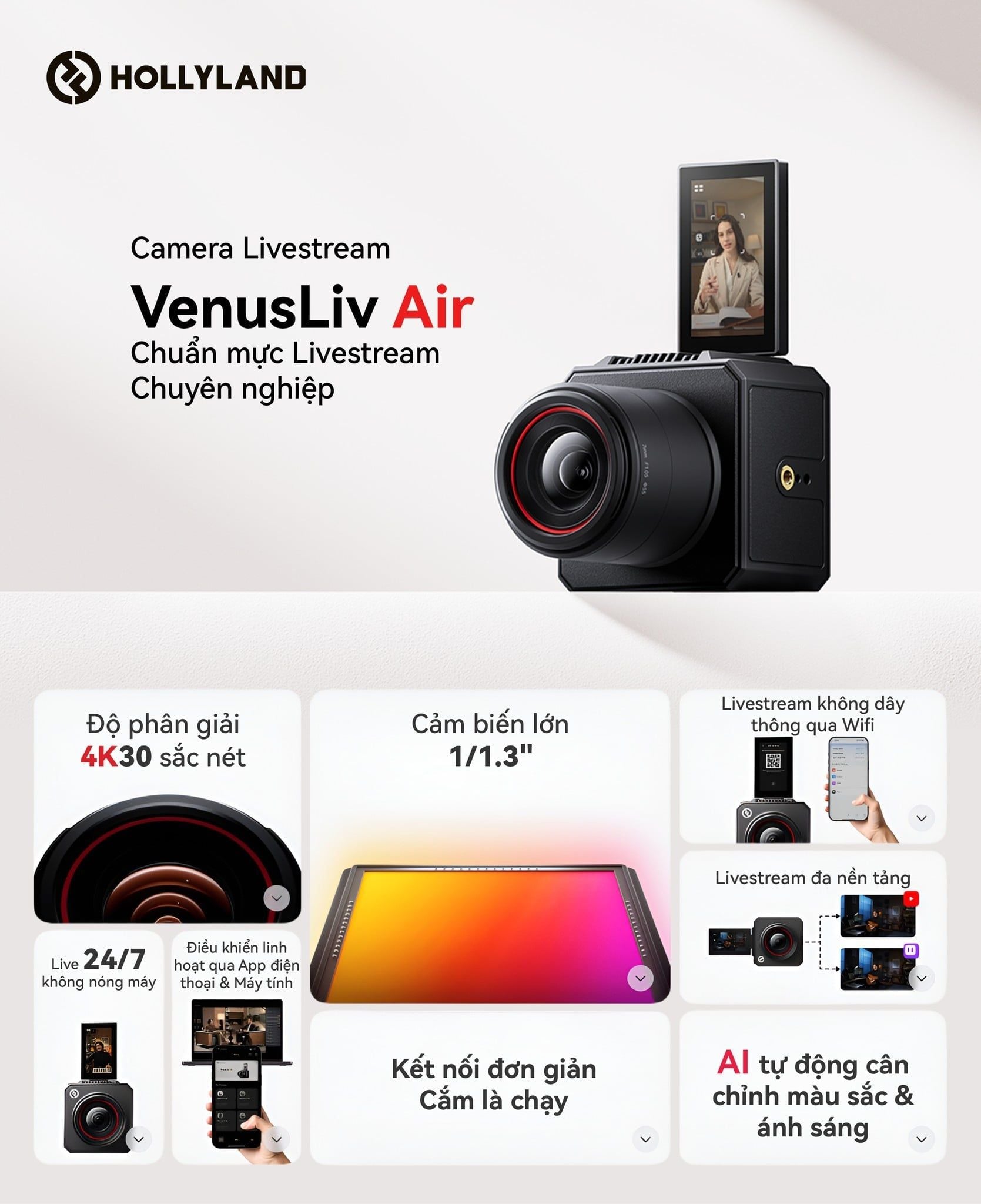 setup phòng livestream bán hàng chuyên nghiệp với VenusLiv Air