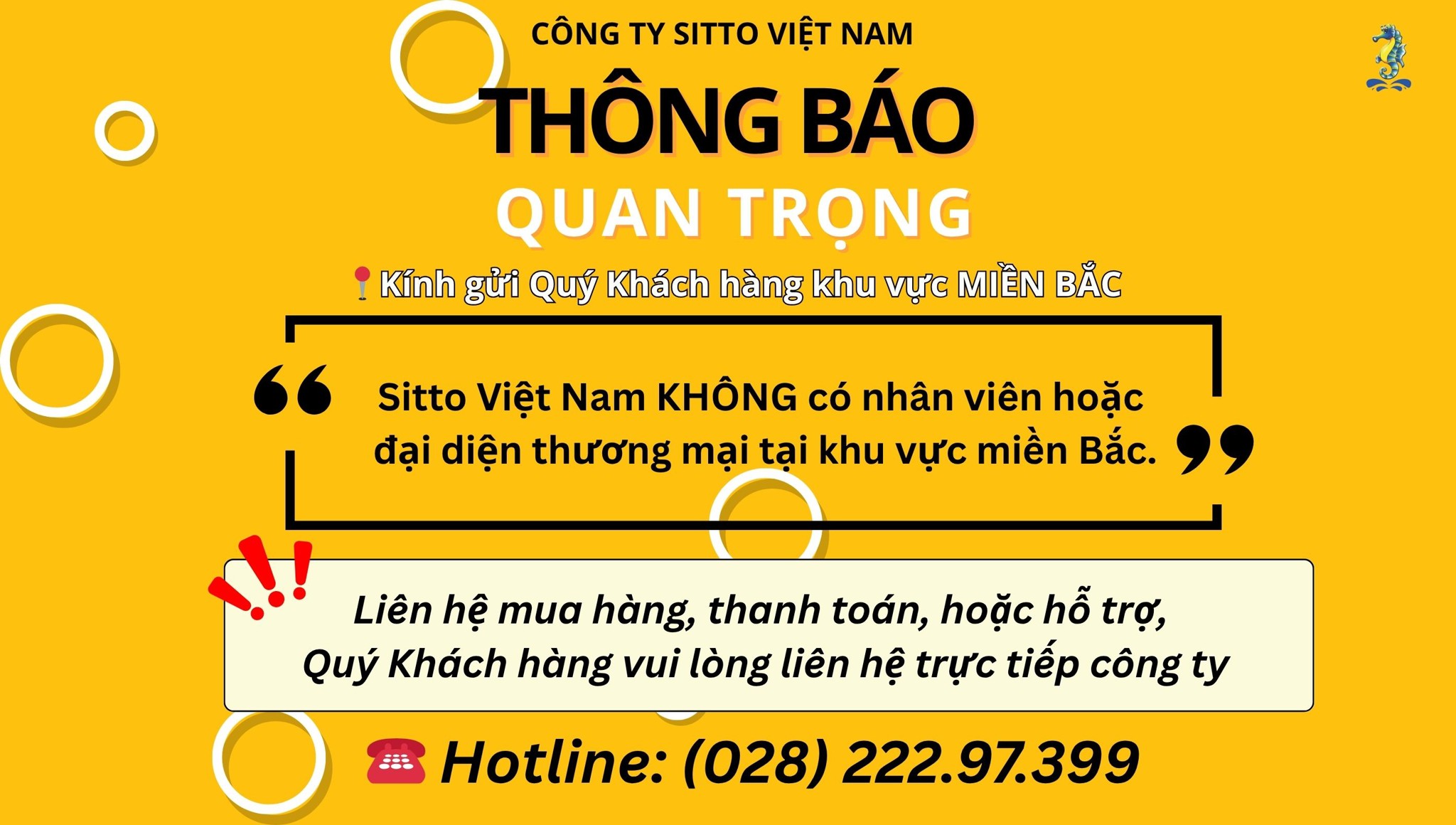 THÔNG BÁO QUAN TRỌNG GỬI ĐẾN QUÝ KHÁCH HÀNG KHU VỰC MIỀN BẮC