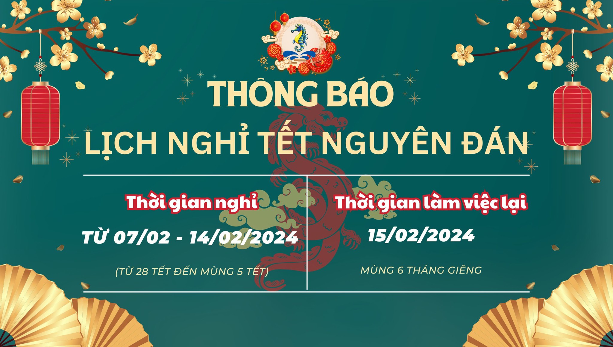 Công ty TNHH Sitto - Thông báo lịch nghỉ Tết Nguyên Đán 2024