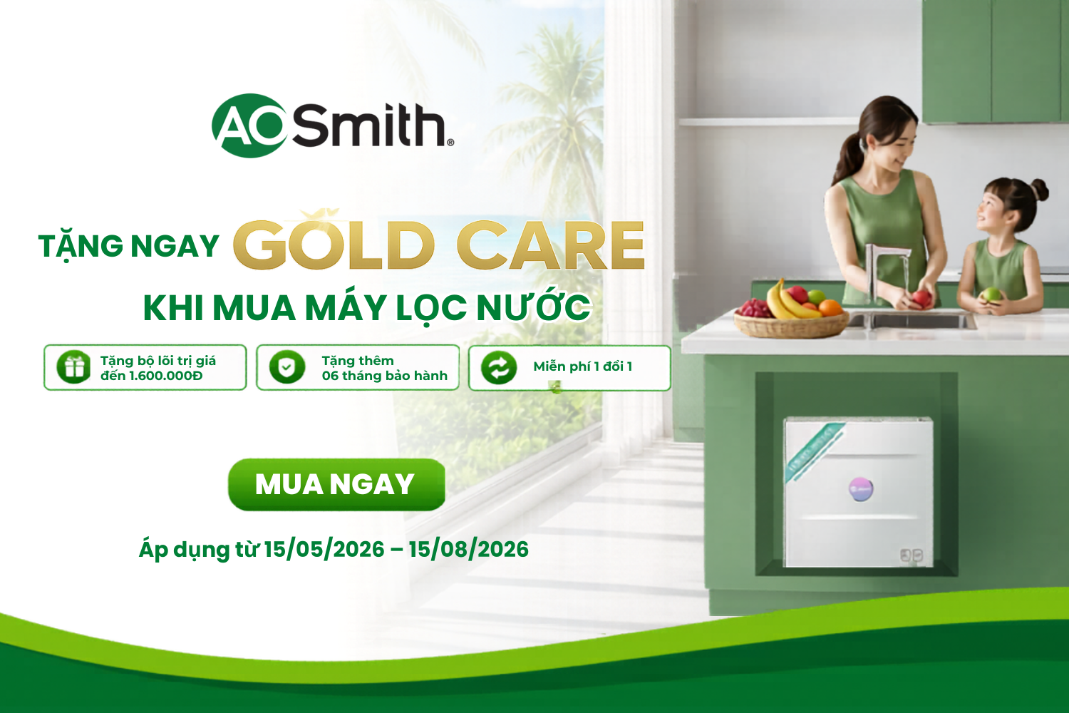 Mua A. O. Smith tại KingWater nhận ngay gói “GOLD CARE” hấp dẫn vào mùa hè này