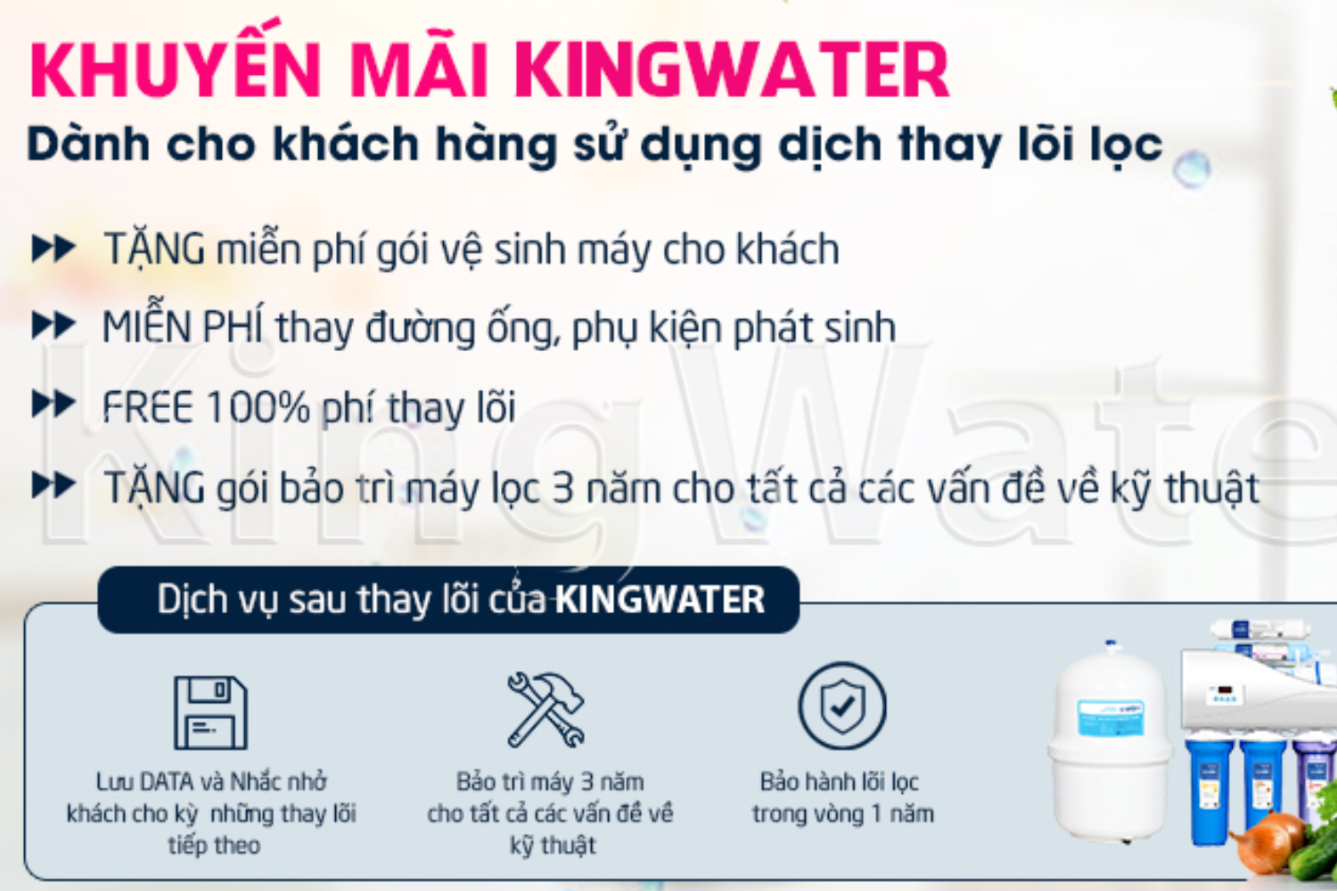 KingWater là đơn vị uy tín có chính sách bảo hành sau thay lõi