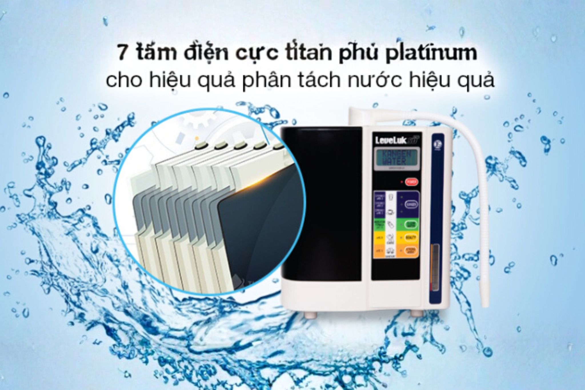 Máy lọc nước Kangen được trang bị tấm điện cực dày hơn 7 lần