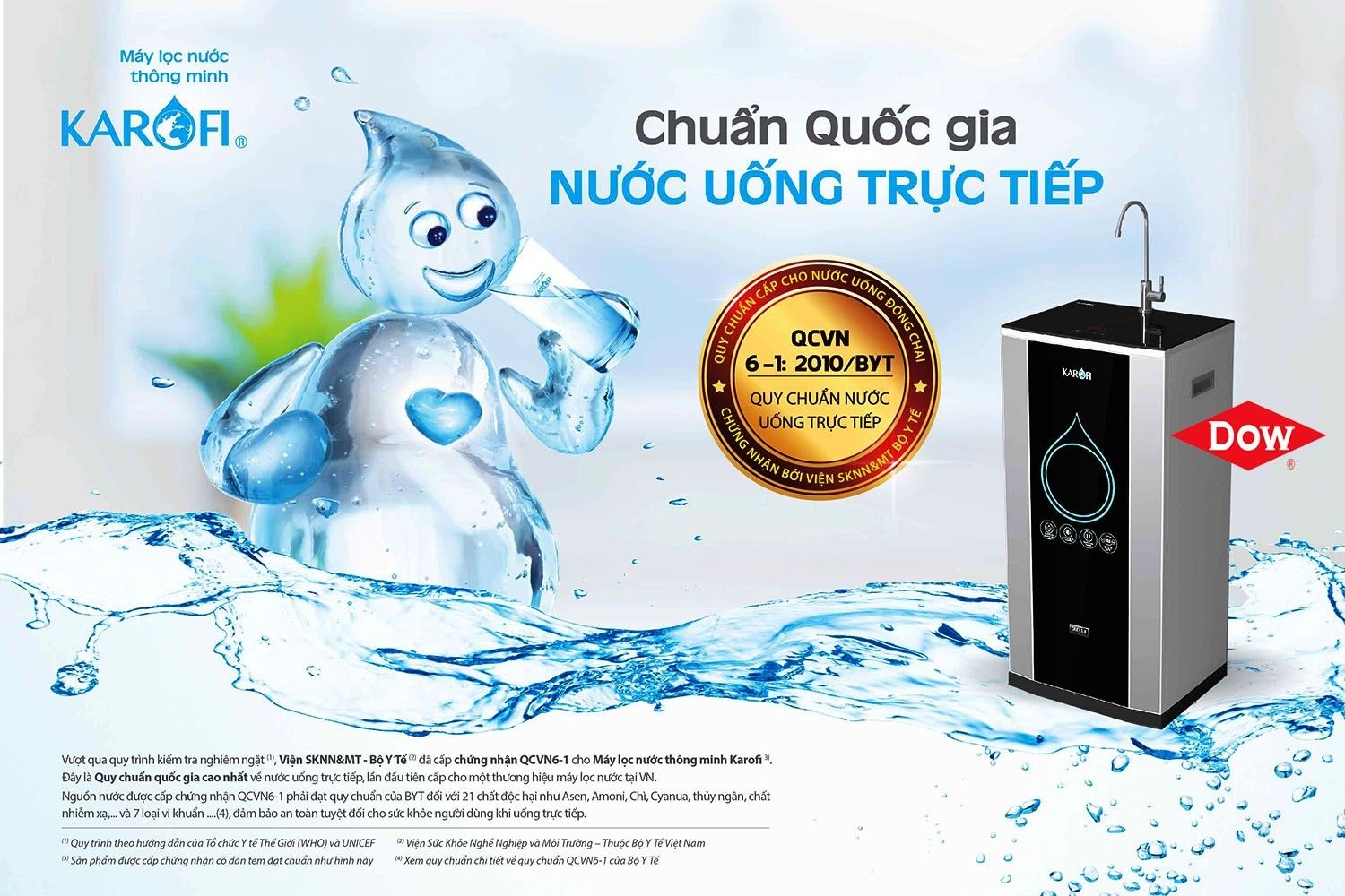 Máy Karofi đạt tiêu chuẩn QCVN 6-1:2010 BYT, Quy chuẩn quốc gia cao nhất về nước uống trực tiếp
