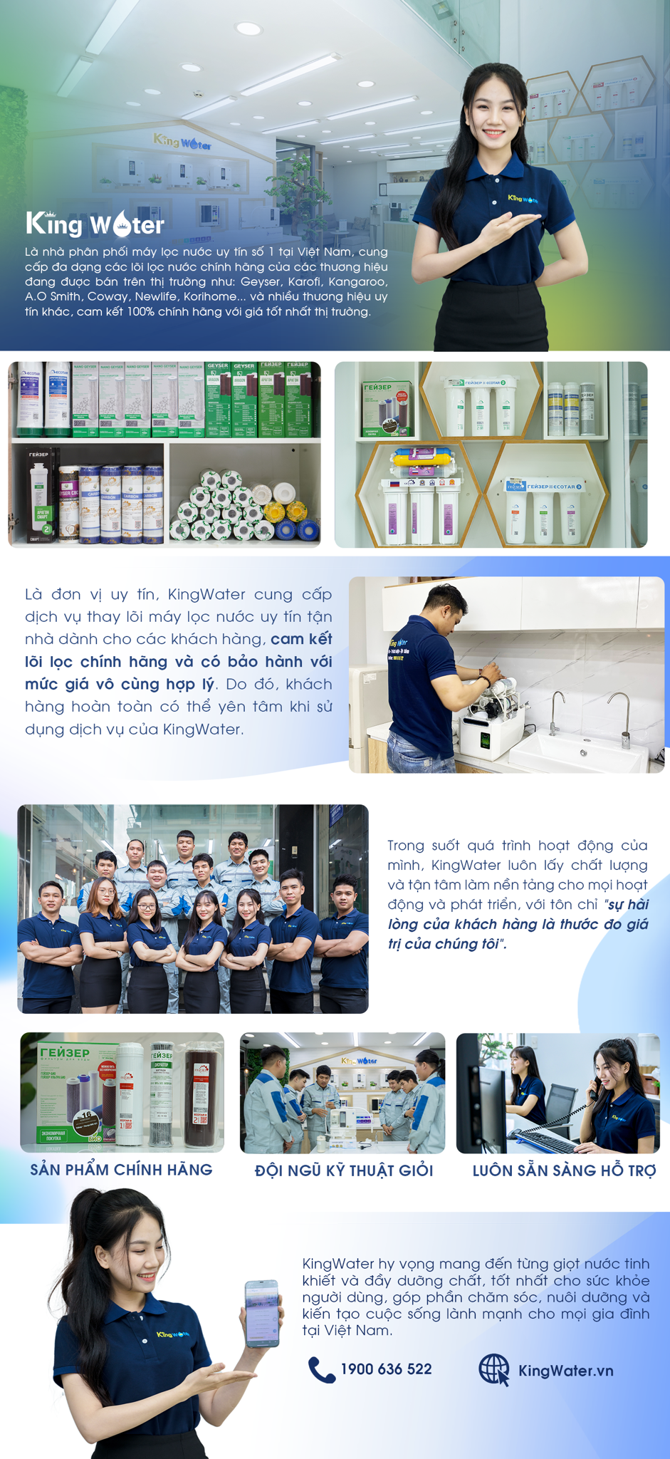 Khi mua hàng tại KingWater, khách hàng sẽ được cung cấp dịch vụ chăm sóc sau mua chuyên nghiệp