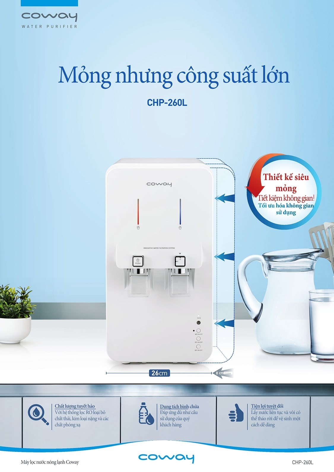Máy lọc nước nóng lạnh Coway đều được nhập khẩu nguyên chiếc từ Hàn Quốc