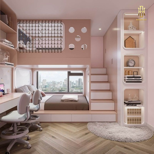 TOP 20 mẫu thiết kế phòng ngủ 2 giường tiết kiệm không gian