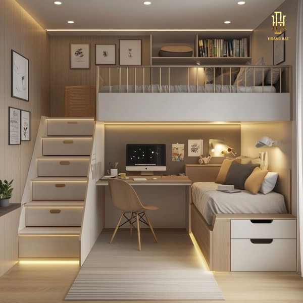 TOP 20 mẫu thiết kế phòng ngủ 2 giường tiết kiệm không gian