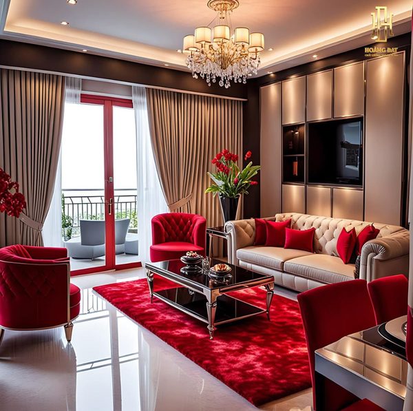 Thiết kế nội thất chung cư 2 phòng ngủ theo mệnh hỏa