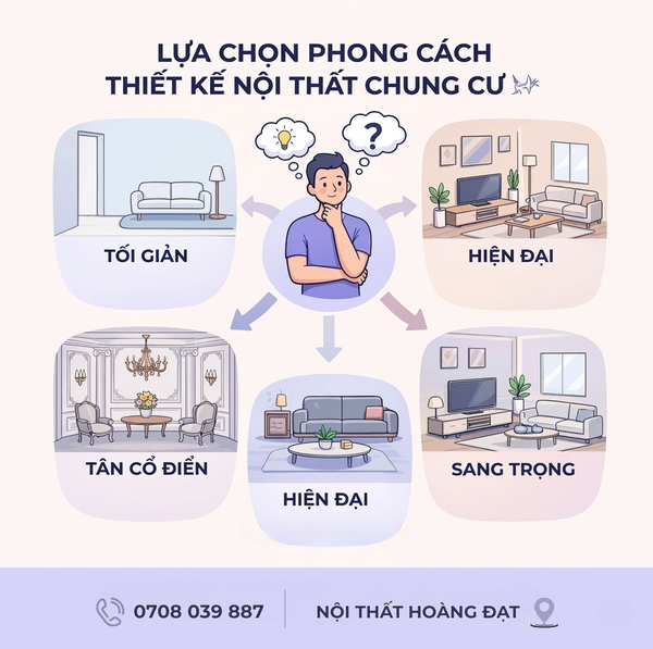 Chọn lựa phong cách thiết kế nội thất chung cư phù hợp