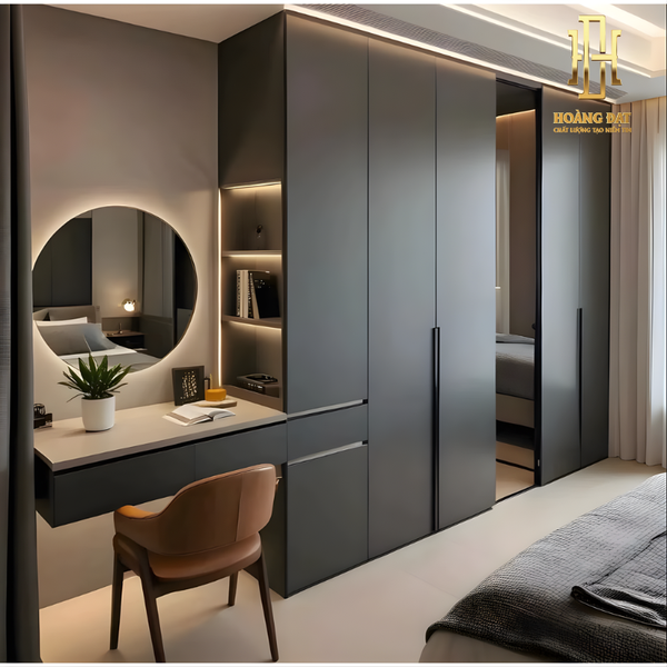 Tủ quần áo gỗ công nghiệp kèm bàn trang điểm