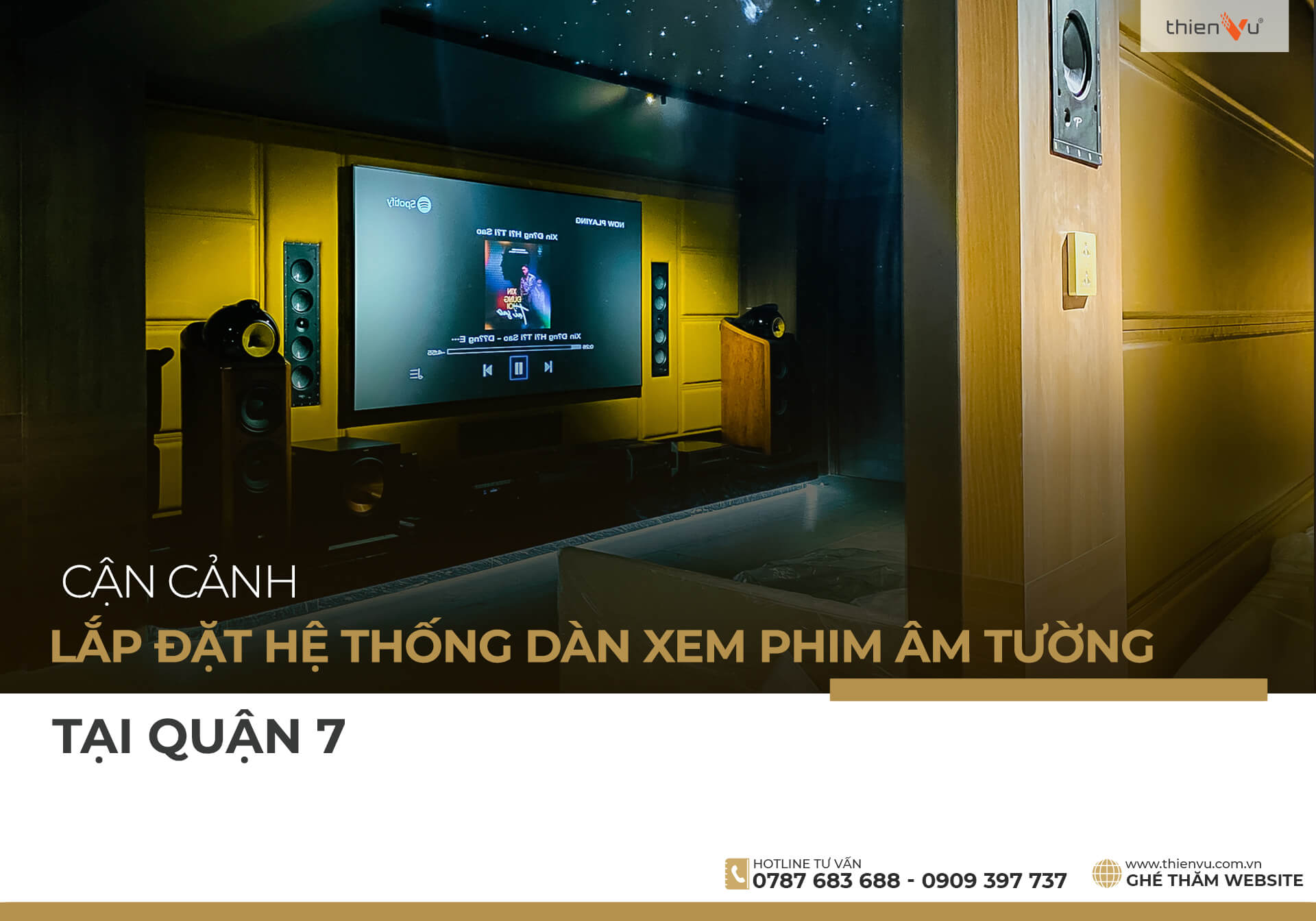 Cận Cảnh Lắp Đặt Hệ Thống Dàn Xem Phim Âm Tường Tại Quận 7