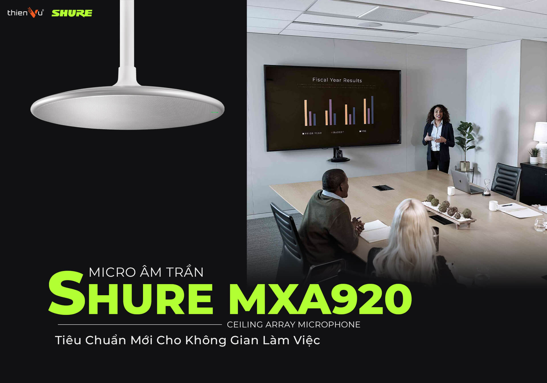 Micro Âm Trần Shure MXA920 - Tiêu Chuẩn Mới Cho Không Gian Làm Việc Hiện Đại