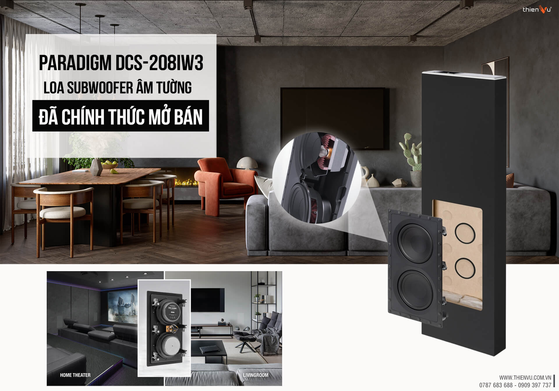 Paradigm DCS-208IW3 - Loa Subwoofer Âm Tường Siêu Mỏng Đã Chính Thức Mở Bán