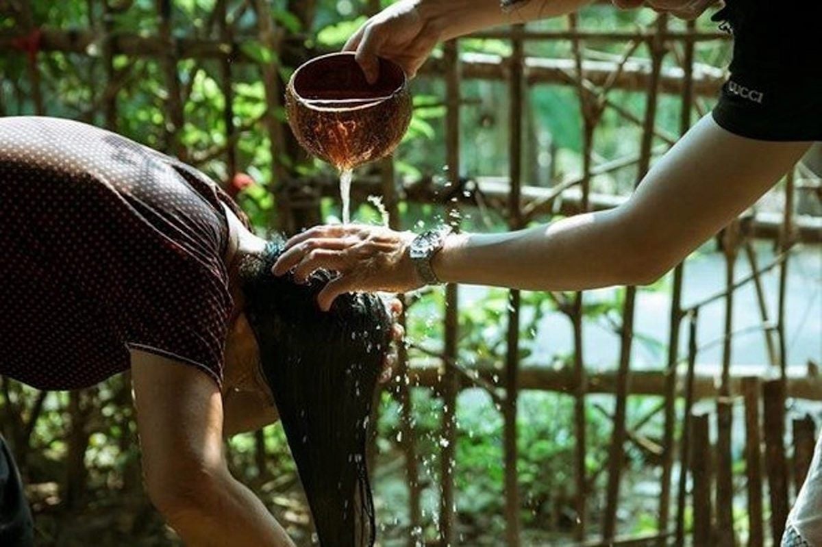 gội đầu bằng bồ kết