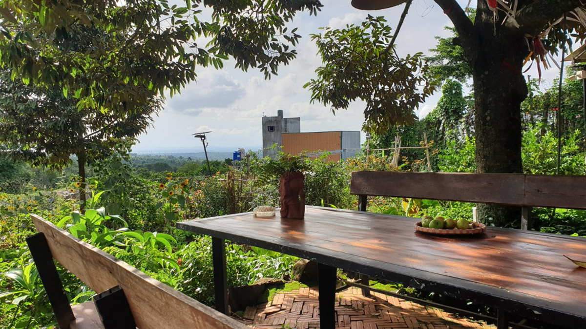 ngồi thiền trong khu vườn