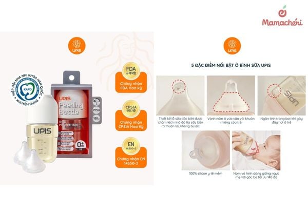 Bình sữa cao cấp UPIS Hàn Quốc cho bé sơ sinh