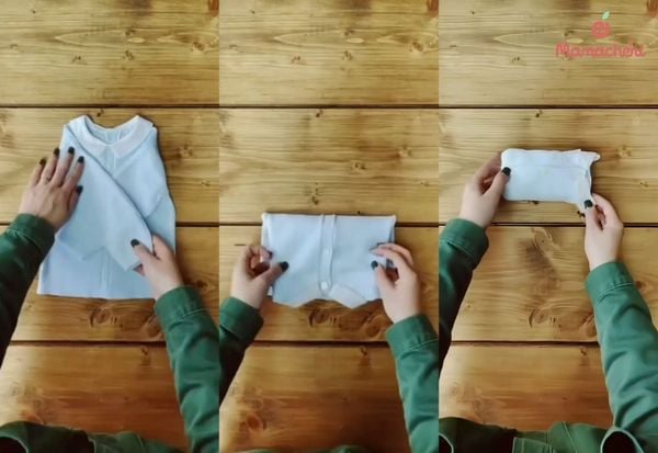 Cách gấp áo khoác dày và áo len cho trẻ em không làm mất phom dáng.