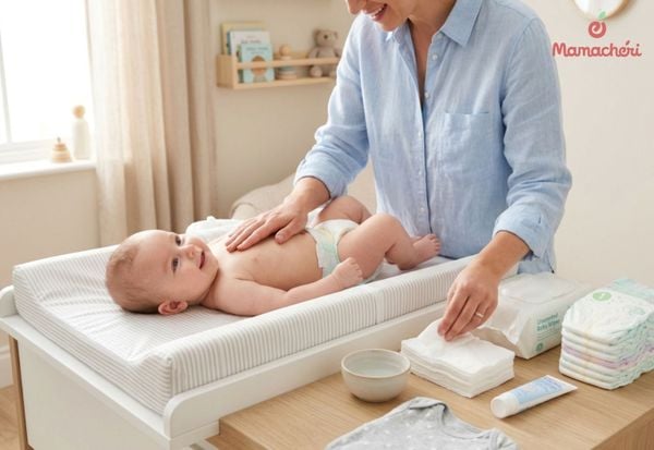 Các vật dụng thiết yếu giúp mẹ chủ động hơn khi thay bỉm cho con.