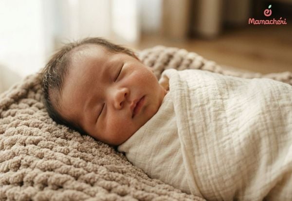 Quấn khăn đúng cách giúp bé cảm thấy an toàn và giảm bớt tình trạng giật mình khi ngủ.