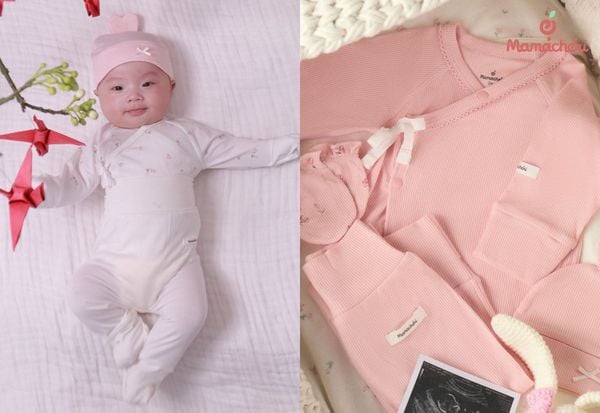 Mẫu áo sơ sinh cài lệch phong cách Kimono với chất liệu vải mỏng nhẹ, màu sắc nhã nhặn.