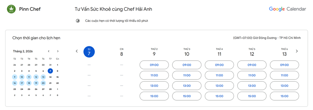 Hướng dẫn chọn khung giờ tư vấn