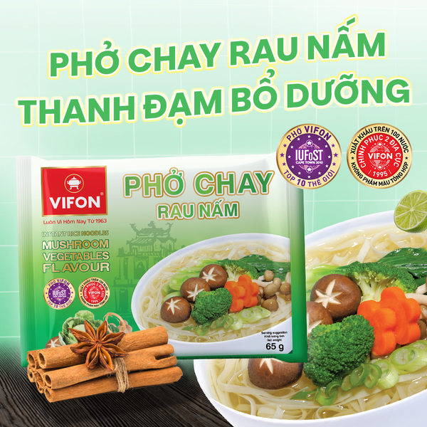 Phở chay rau nấm VIFON thanh đạm dễ ăn món chay tiện lợi mỗi ngày