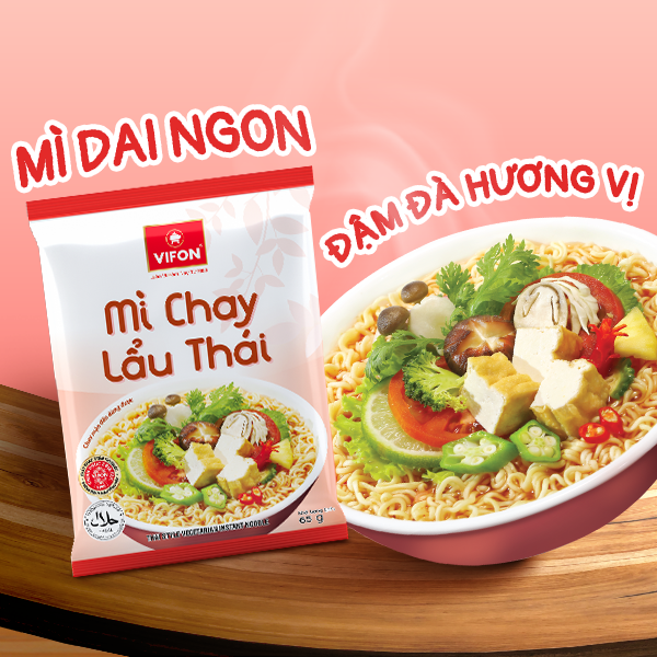 Mì chay lẩu Thái VIFON 65g chua cay đậm đà món chay tiện lợi