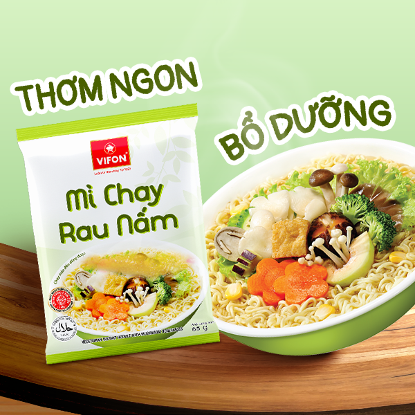 Mì chay rau nấm VIFON 65g thanh đạm dễ ăn món chay tiện lợi mỗi ngày
