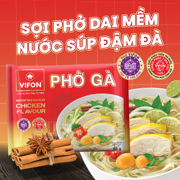 Phở gà VIFON ăn liền thanh nhẹ dễ ăn tiện lợi cho bữa sáng