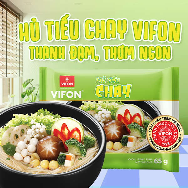 Hủ tiếu chay VIFON 65g thanh đạm dễ ăn món chay ăn liền tiện lợi