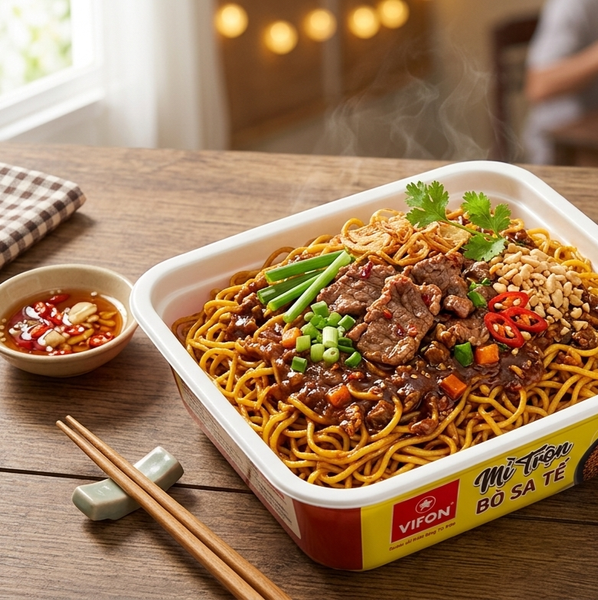 Mì bò trộn sa tế khay