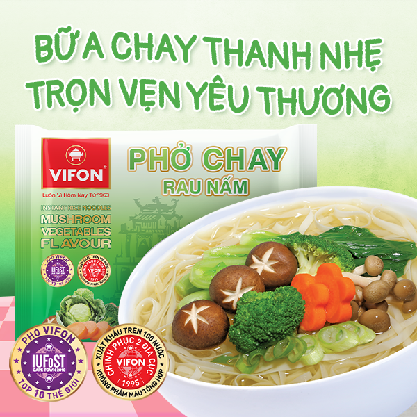 Phở chay rau nấm VIFON 65g thanh đạm dễ ăn món chay tiện lợi