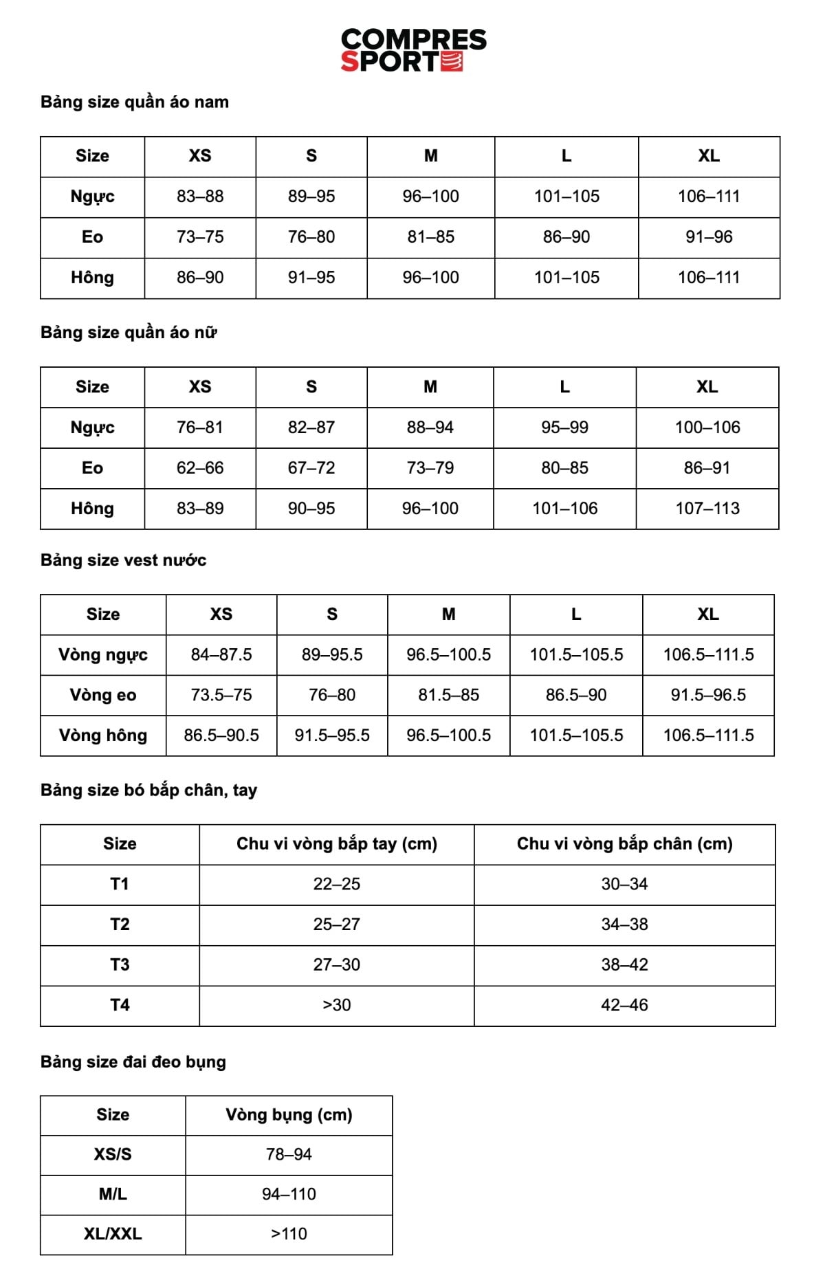 Bảng size Compressport