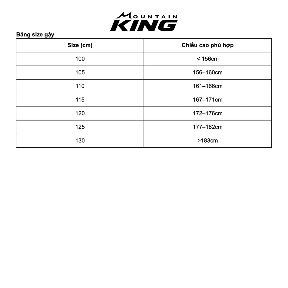 Bảng size Mountain King