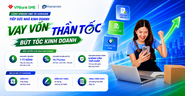 VPBank SME hợp tác cùng Haravan ra mắt giải pháp hỗ trợ Hộ kinh doanh/Doanh nghiệp tiếp cận nguồn vốn và quản lý thuế, hóa đơn điện tử hiệu quả