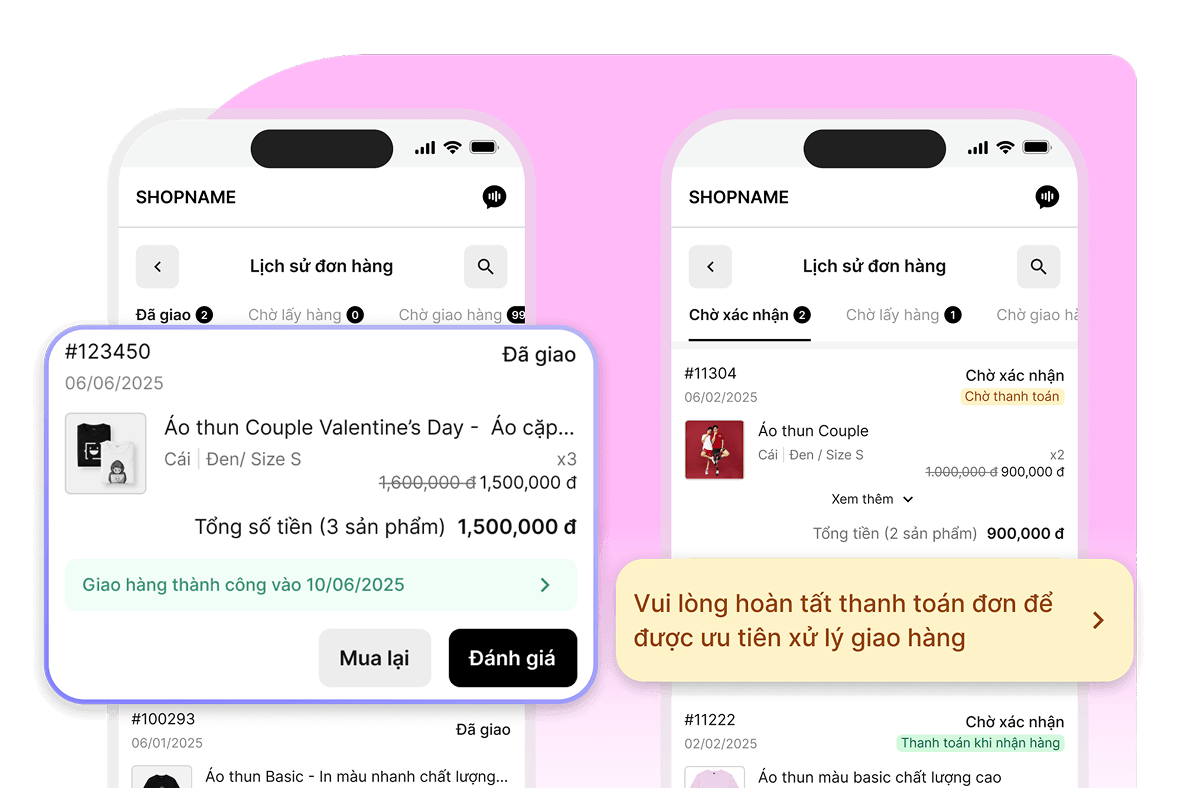 Theo dõi lịch sử & hoàn tất đơn dễ dàng