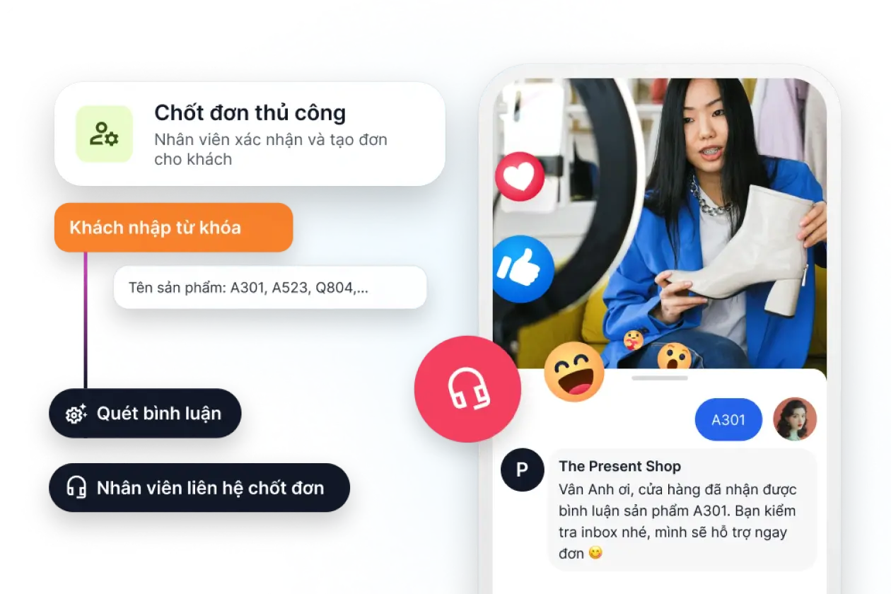 Chốt đơn thủ công, không cần nhập sản phẩm, quản lý tồn kho và in phiếu ngay trên điện thoại.