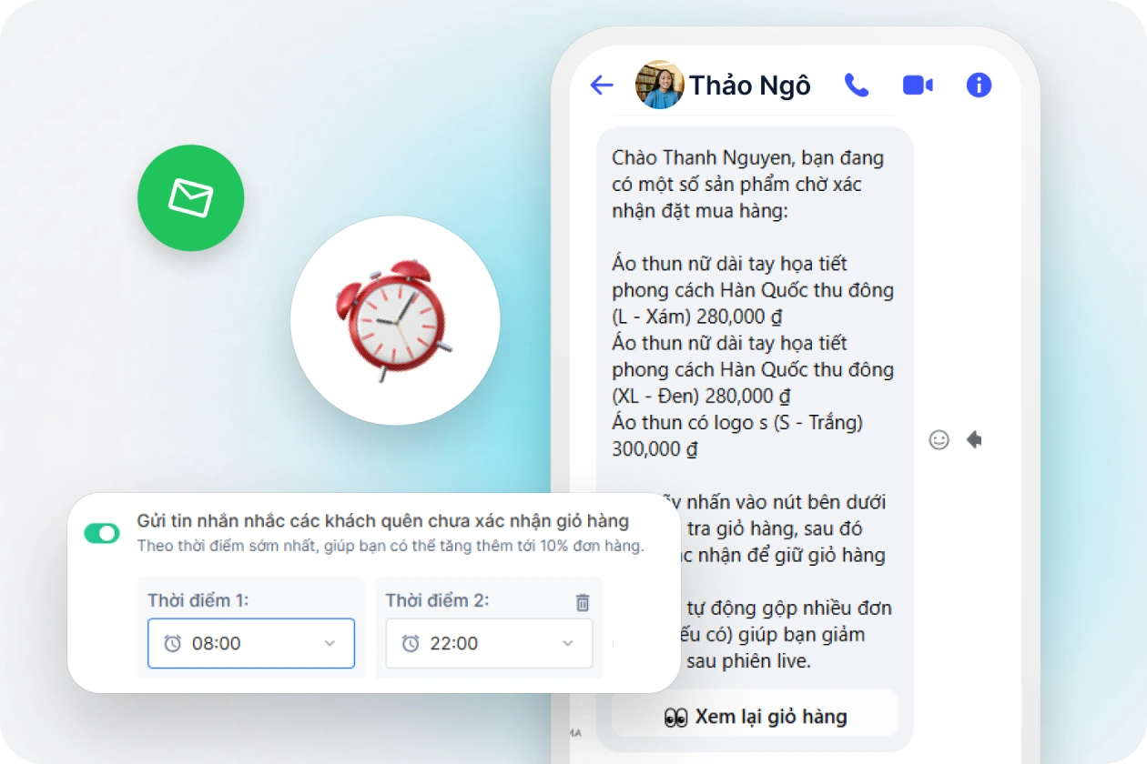 Nhắc nhở giỏ hàng chưa hoàn tất để kéo lại khách chưa xác nhận đơn.