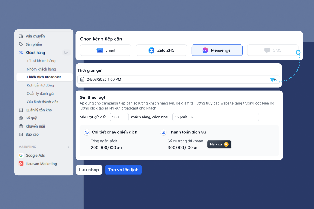 Lên lịch gửi tin