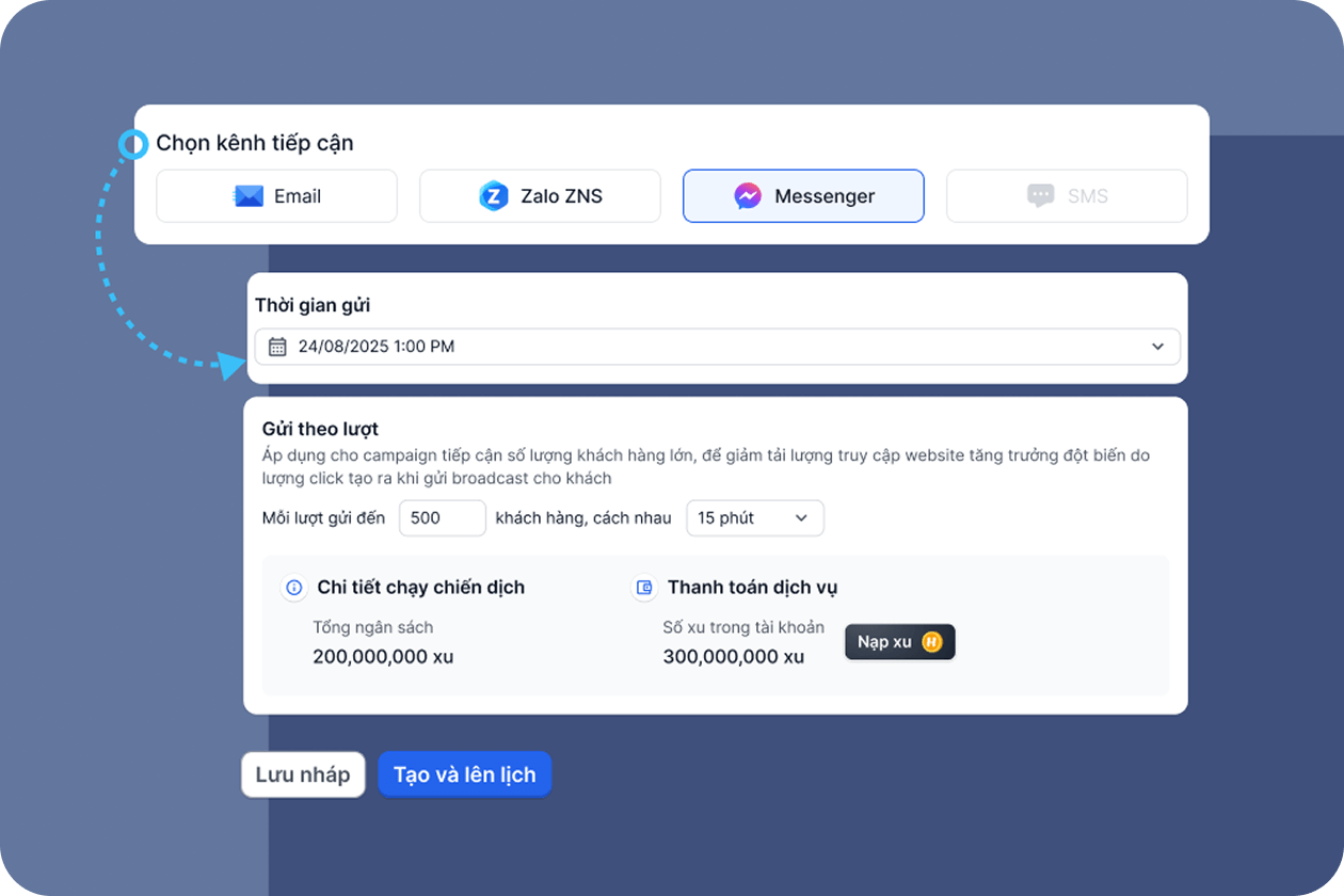 Lên lịch gửi tin