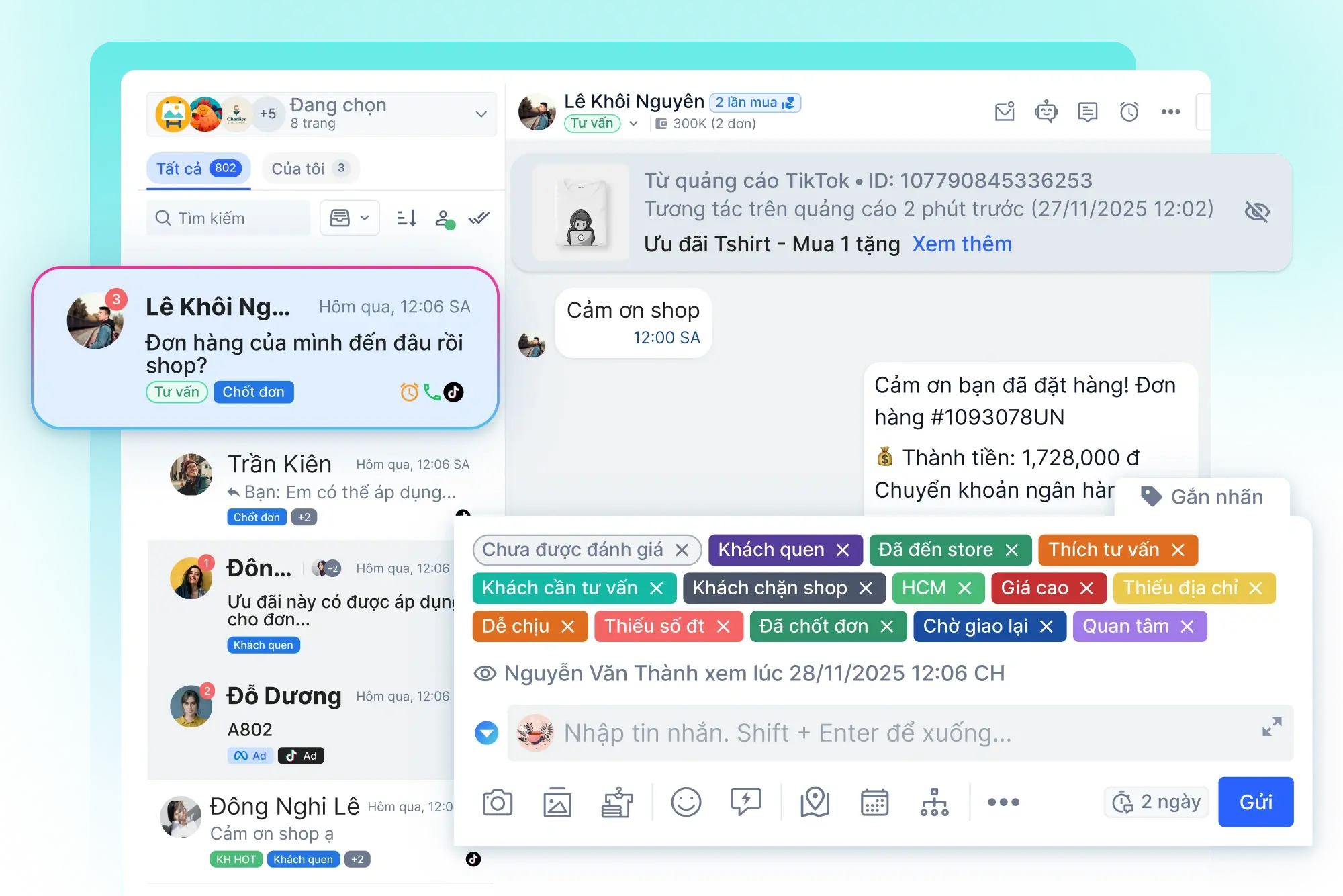 Gắn nhãn tự động theo số điện thoại & từ khóa