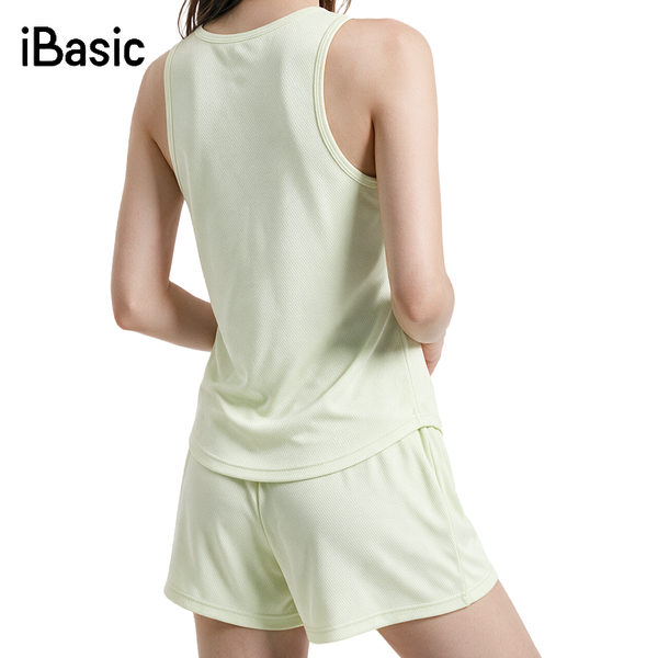 Mặt sau bộ mặc nhà iBasic HOMW080 màu xanh pastel