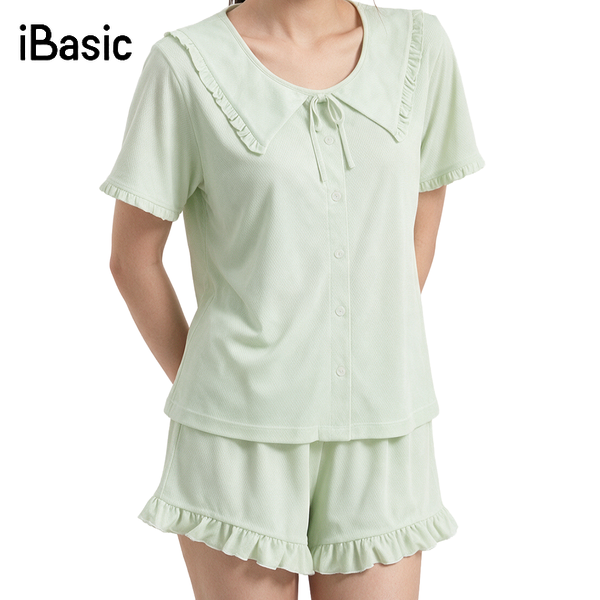Bộ thun lạnh iBasic HOMW082 áo tay ngắn cài nút và quần đùi
