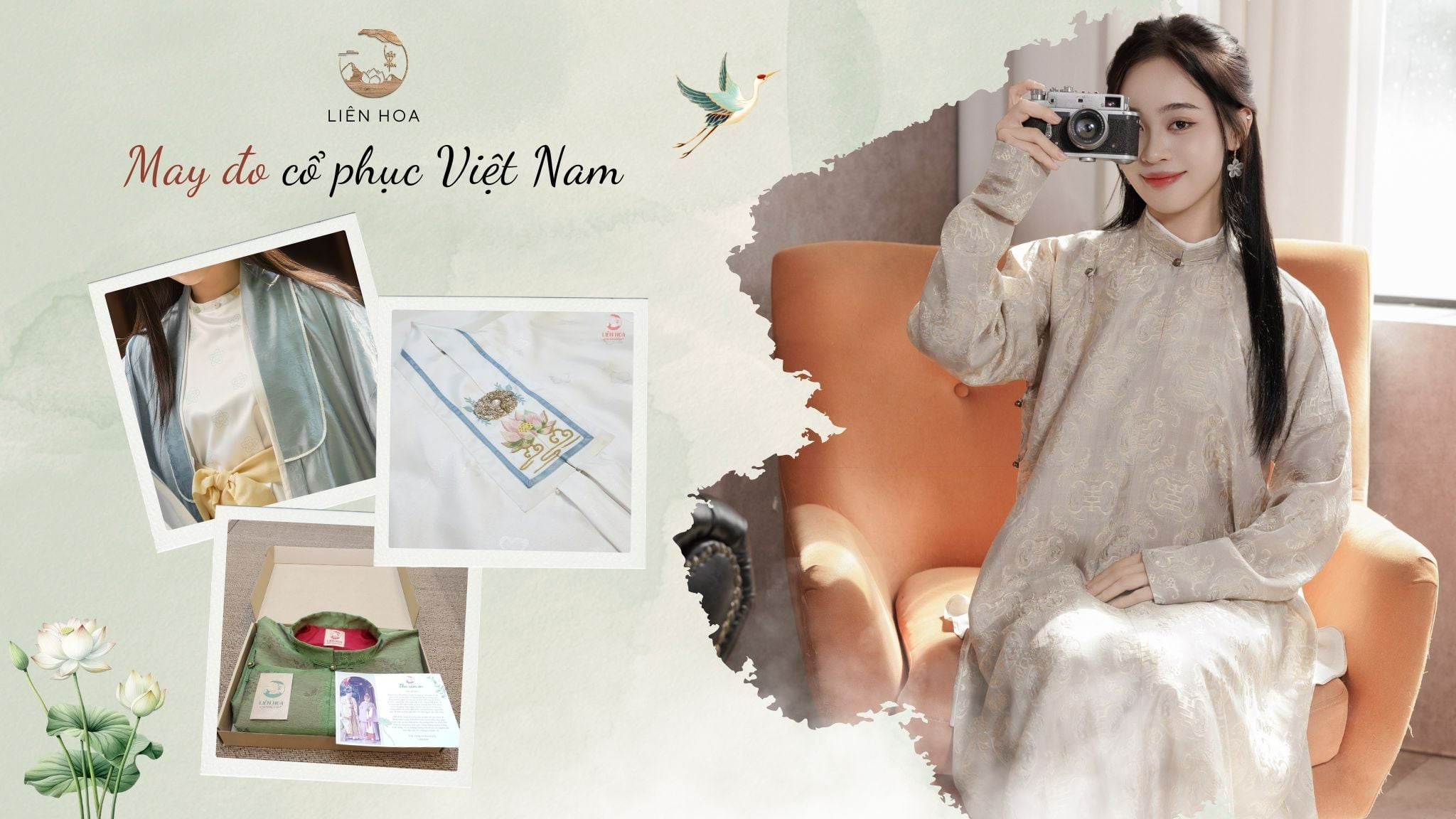 May đo Việt phục tại TP. HCM, với nhiều dạng thức như Áo tấc, áo ngũ thân tay chẽn, Nhật bình, Viên lĩnh, Giao lĩnh, Tứ điên, Trực lĩnh đối khâm,...
