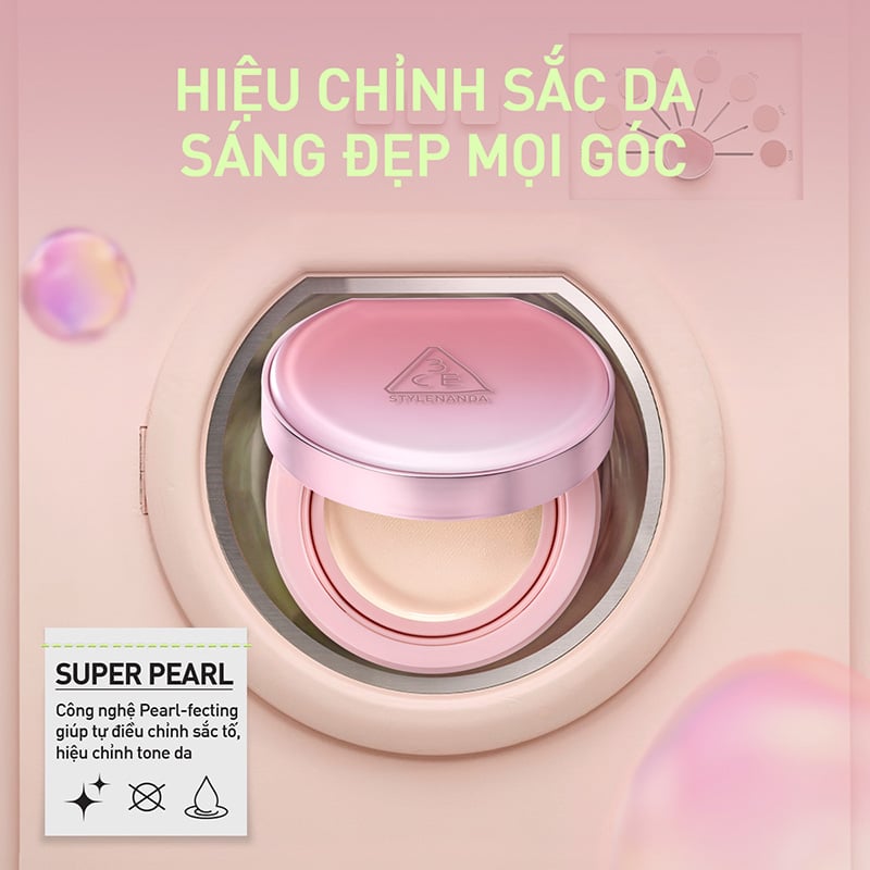 thegioiskinfood.com - Phấn Nước 3CE Giúp Da Sáng Tự Nhiên Fitting Mesh Cover Cushion 11g