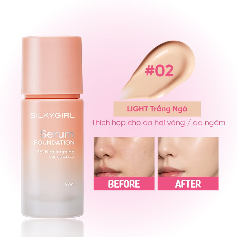 Kem Nền Dưỡng Da Che Phủ Lâu Trôi Silkygirl Serum Foundation 28ml